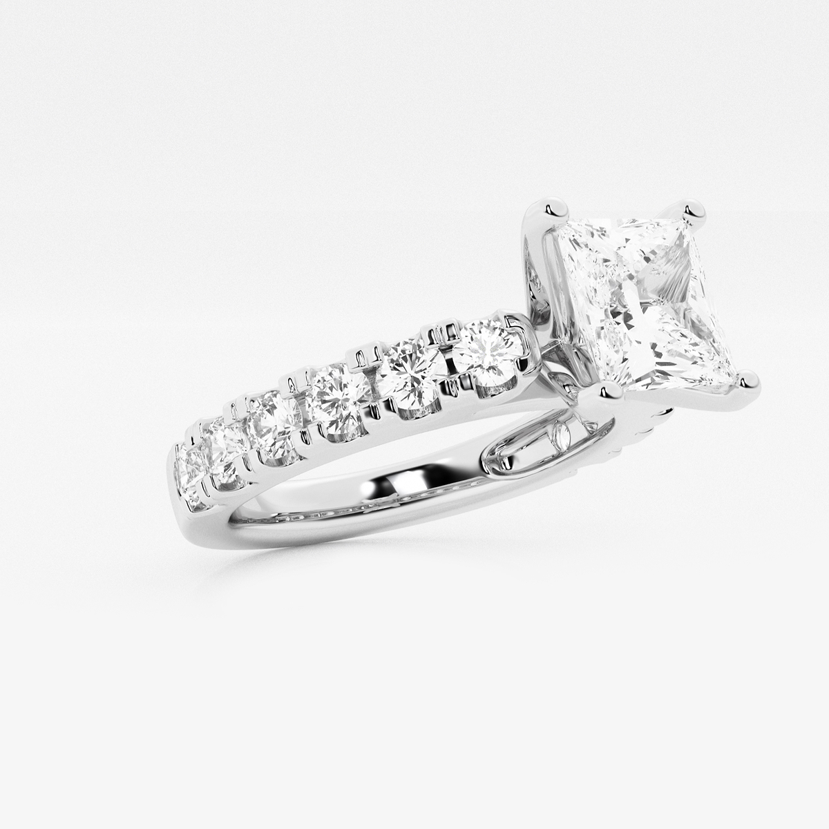 Additional Image 1 for  3 ctw Princess Lab Grown Diamond Engagement Ring with Split Prong Side Accents
