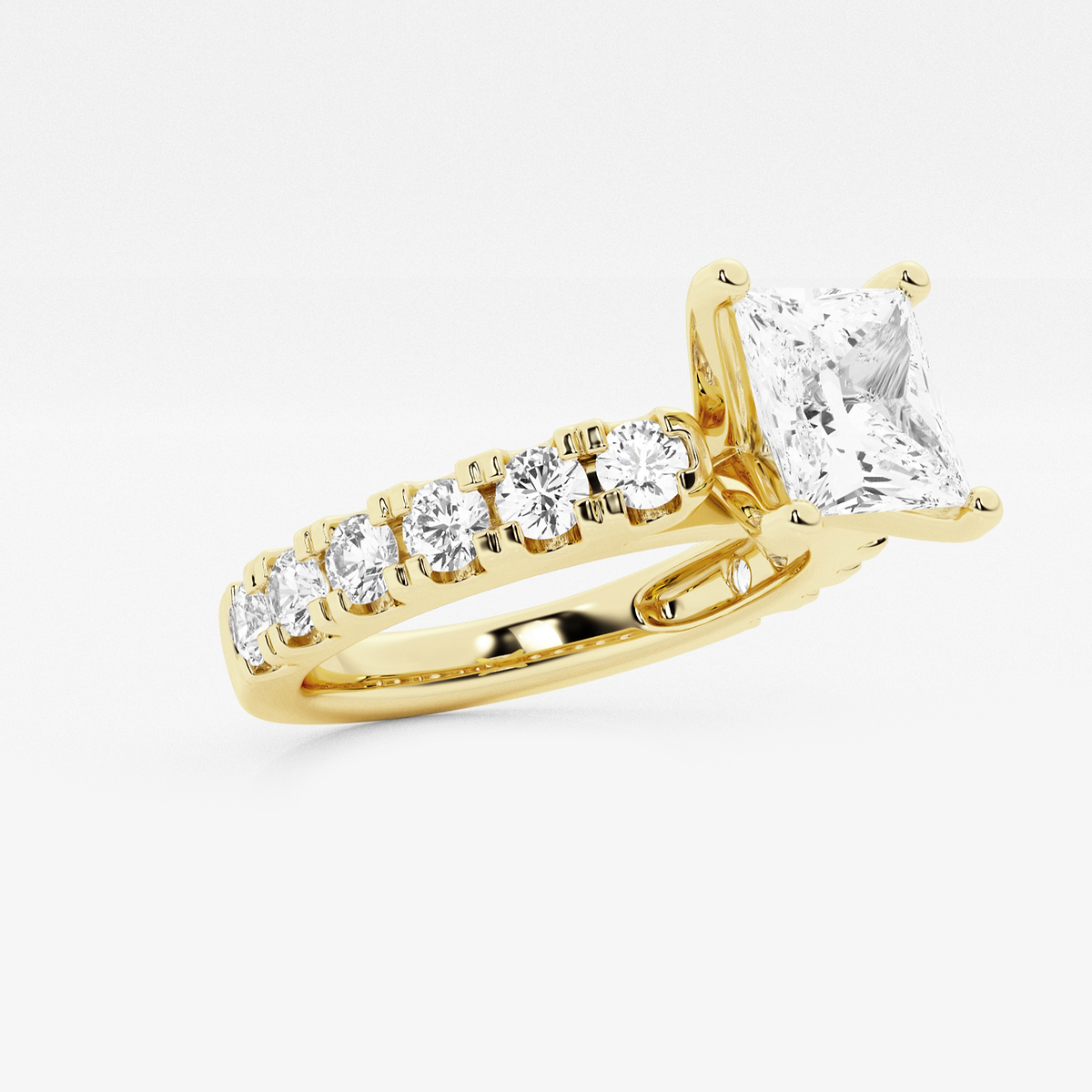 Additional Image 1 for  3 ctw Princess Lab Grown Diamond Engagement Ring with Split Prong Side Accents
