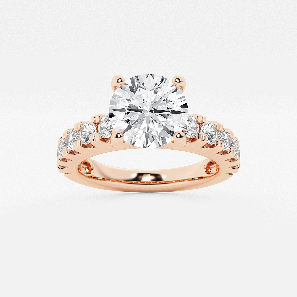 2 1/2 ctw Round Lab Grown Diamond Engagement Ring with Split Prong Side Accents