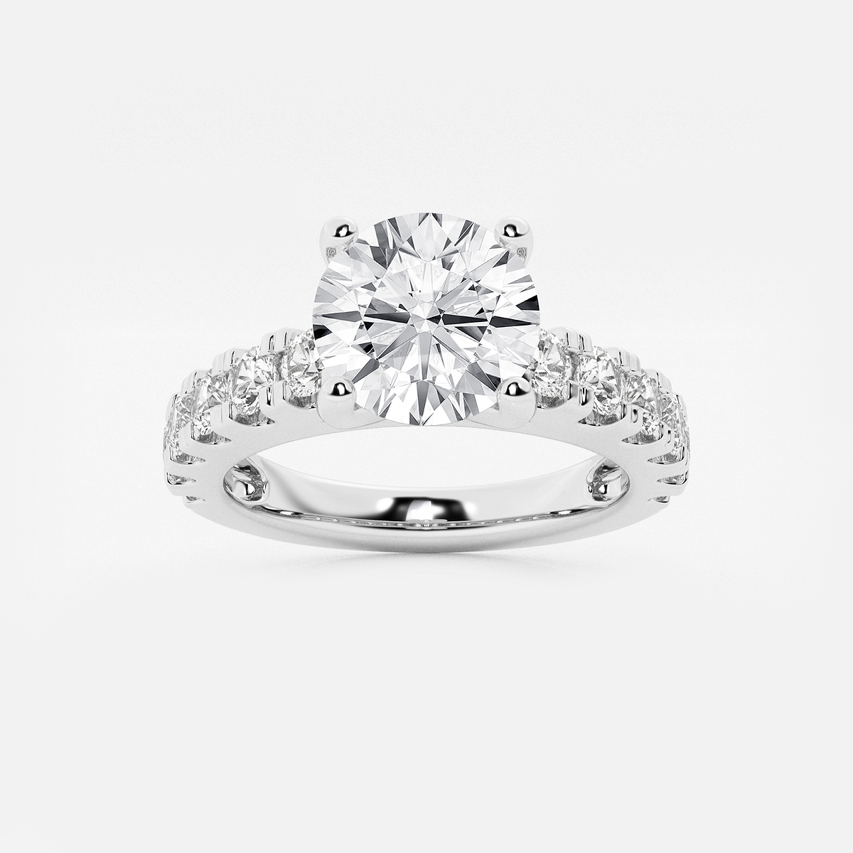 2 1/2 ctw Round Lab Grown Diamond Engagement Ring with Split Prong Side Accents