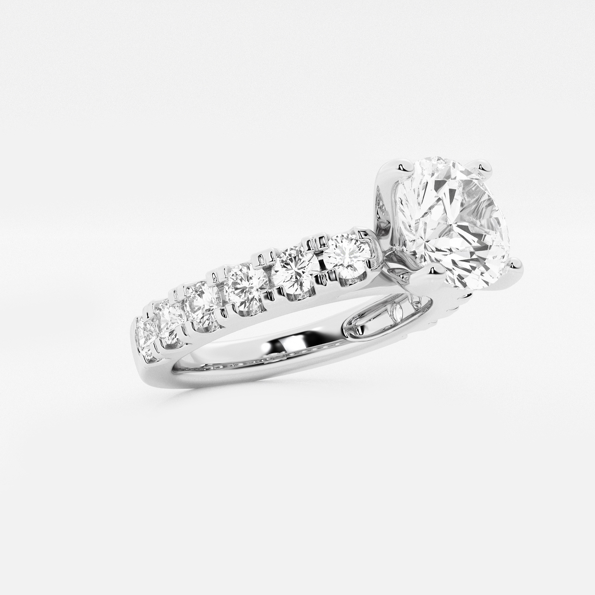 Additional Image 1 for  2 1/2 ctw Round Lab Grown Diamond Engagement Ring with Split Prong Side Accents