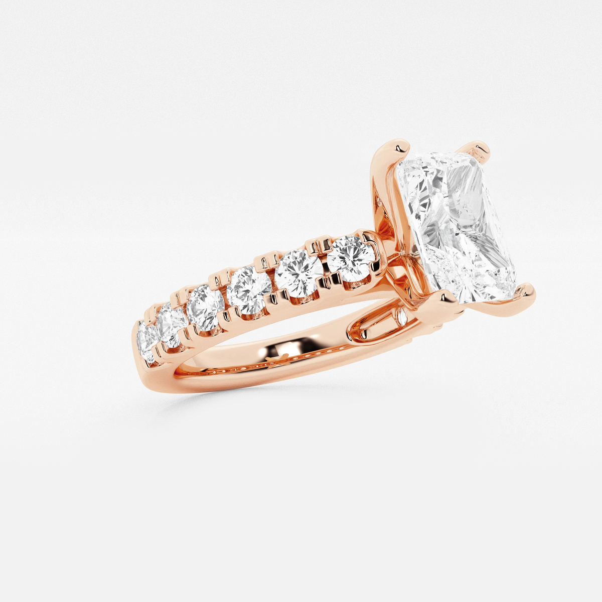 Additional Image 1 for  3 ctw Radiant Lab Grown Diamond Engagement Ring with Split Prong Side Accents