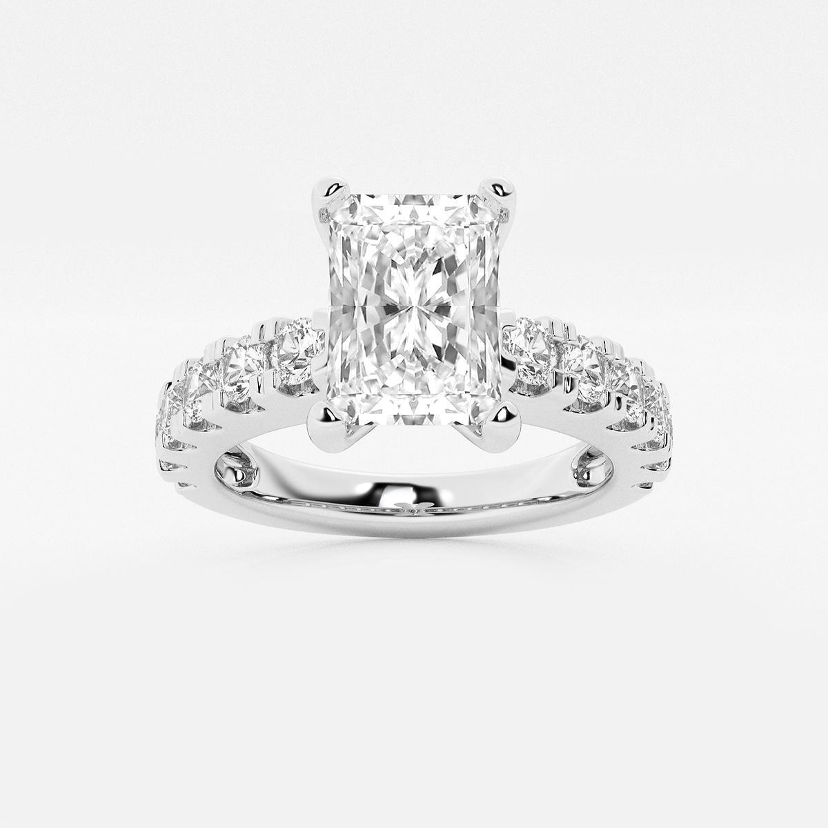 2 1/2 ctw Radiant Lab Grown Diamond Engagement Ring with Split Prong Side Accents