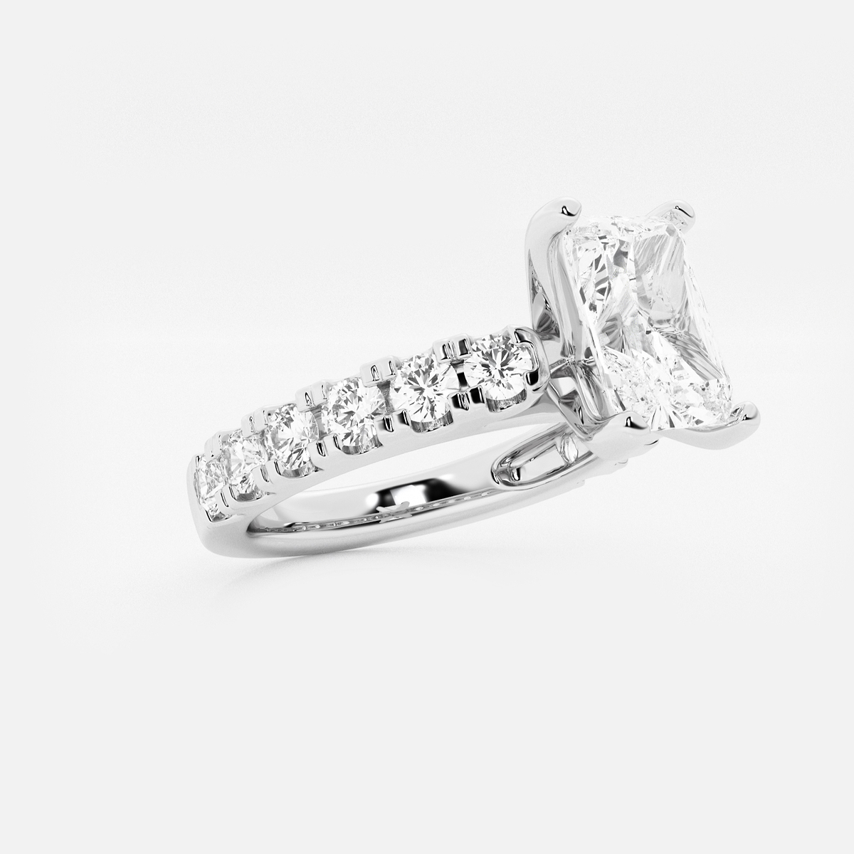 Additional Image 1 for  2 1/2 ctw Radiant Lab Grown Diamond Engagement Ring with Split Prong Side Accents