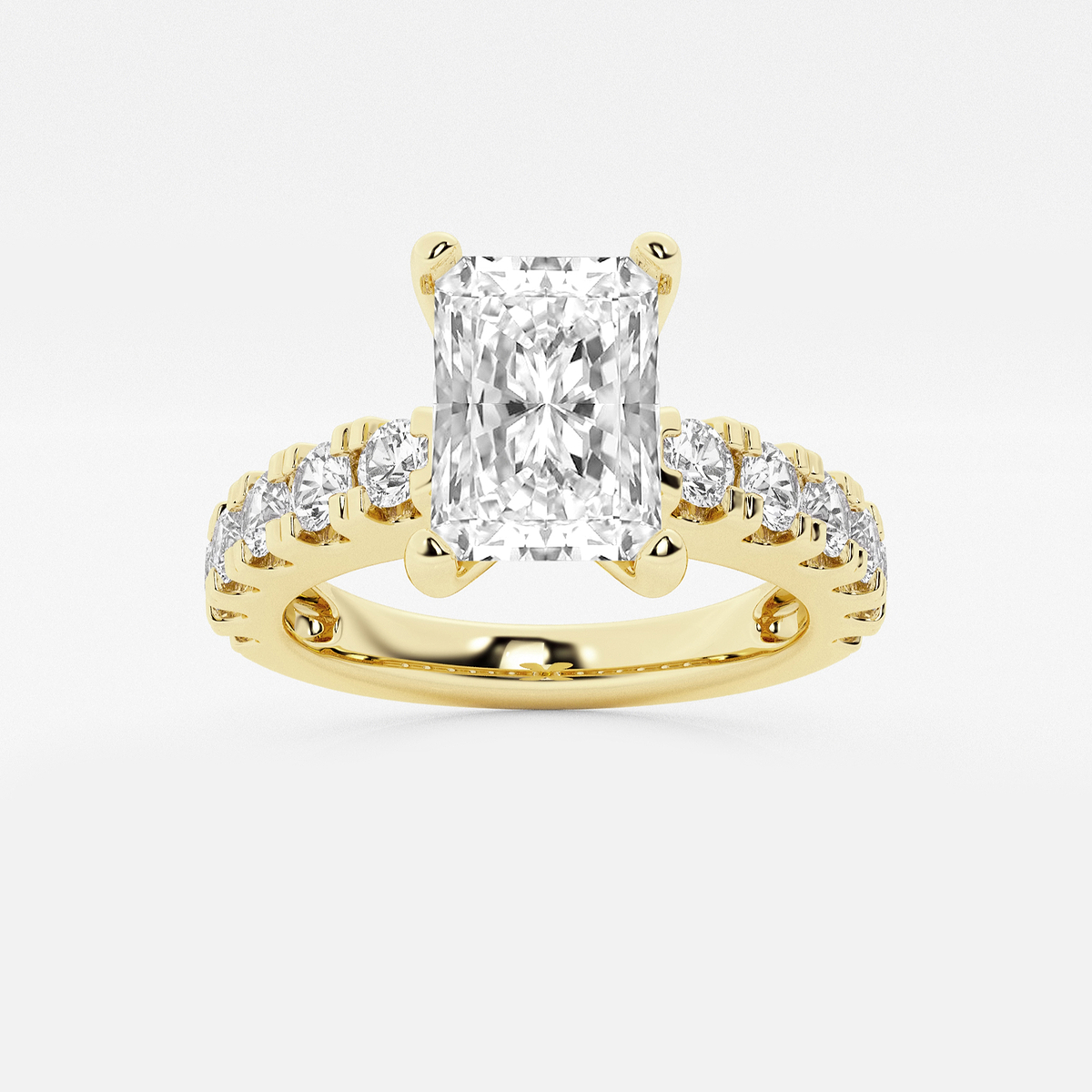 2 1/2 ctw Radiant Lab Grown Diamond Engagement Ring with Split Prong Side Accents