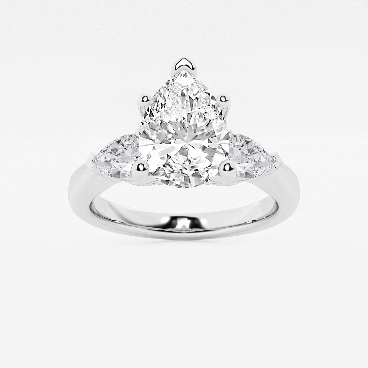 2 2/3 ctw Pear Lab Grown Diamond Engagement Ring with Pear Side Accents