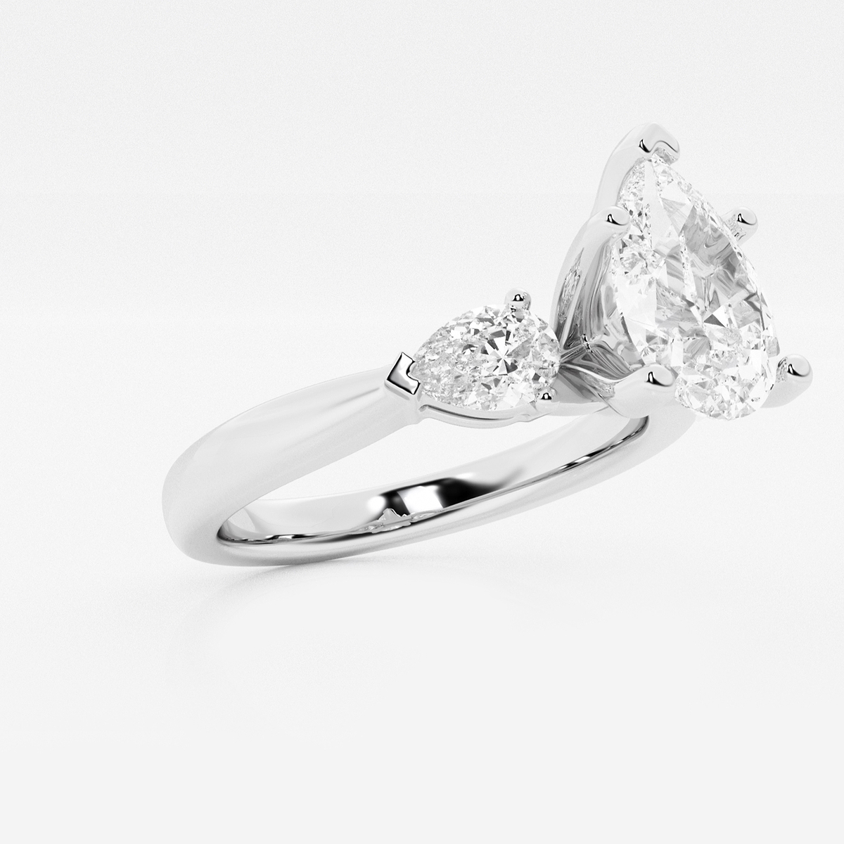 Additional Image 1 for  2 2/3 ctw Pear Lab Grown Diamond Engagement Ring with Pear Side Accents