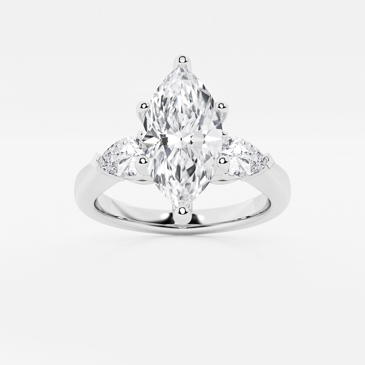 1 7/8 ctw Marquise Lab Grown Diamond Engagement Ring with Pear Side Accents