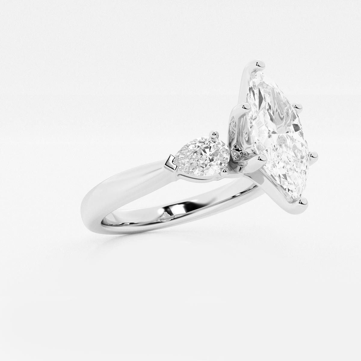 Additional Image 1 for  1 7/8 ctw Marquise Lab Grown Diamond Engagement Ring with Pear Side Accents