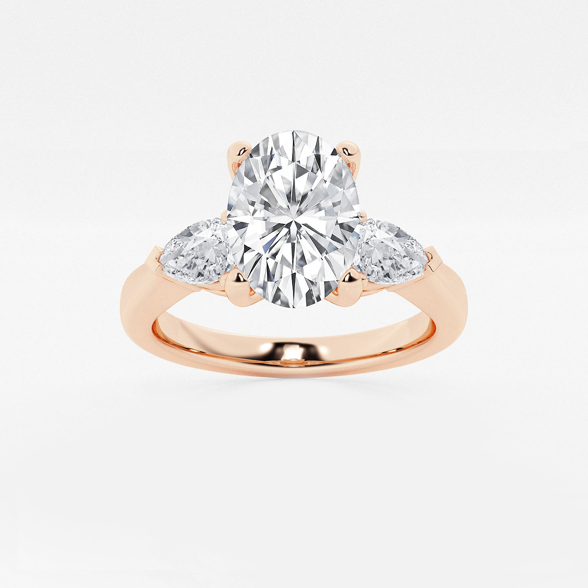 2 2/3 ctw Oval Lab Grown Diamond Engagement Ring with Pear Side Accents
