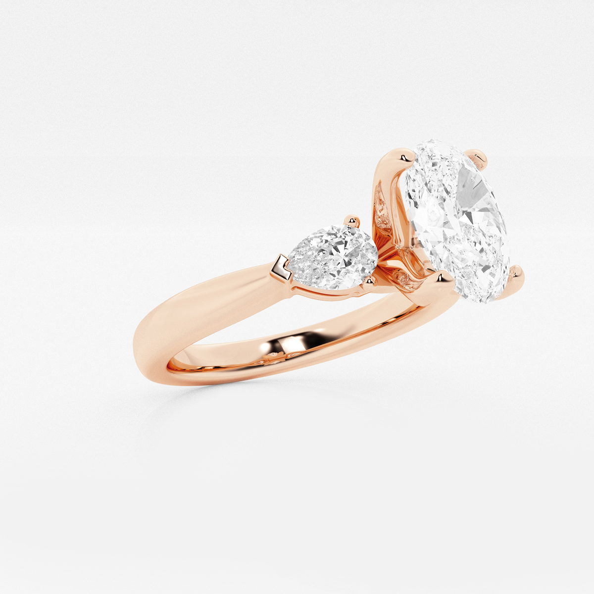 Additional Image 1 for  2 2/3 ctw Oval Lab Grown Diamond Engagement Ring with Pear Side Accents