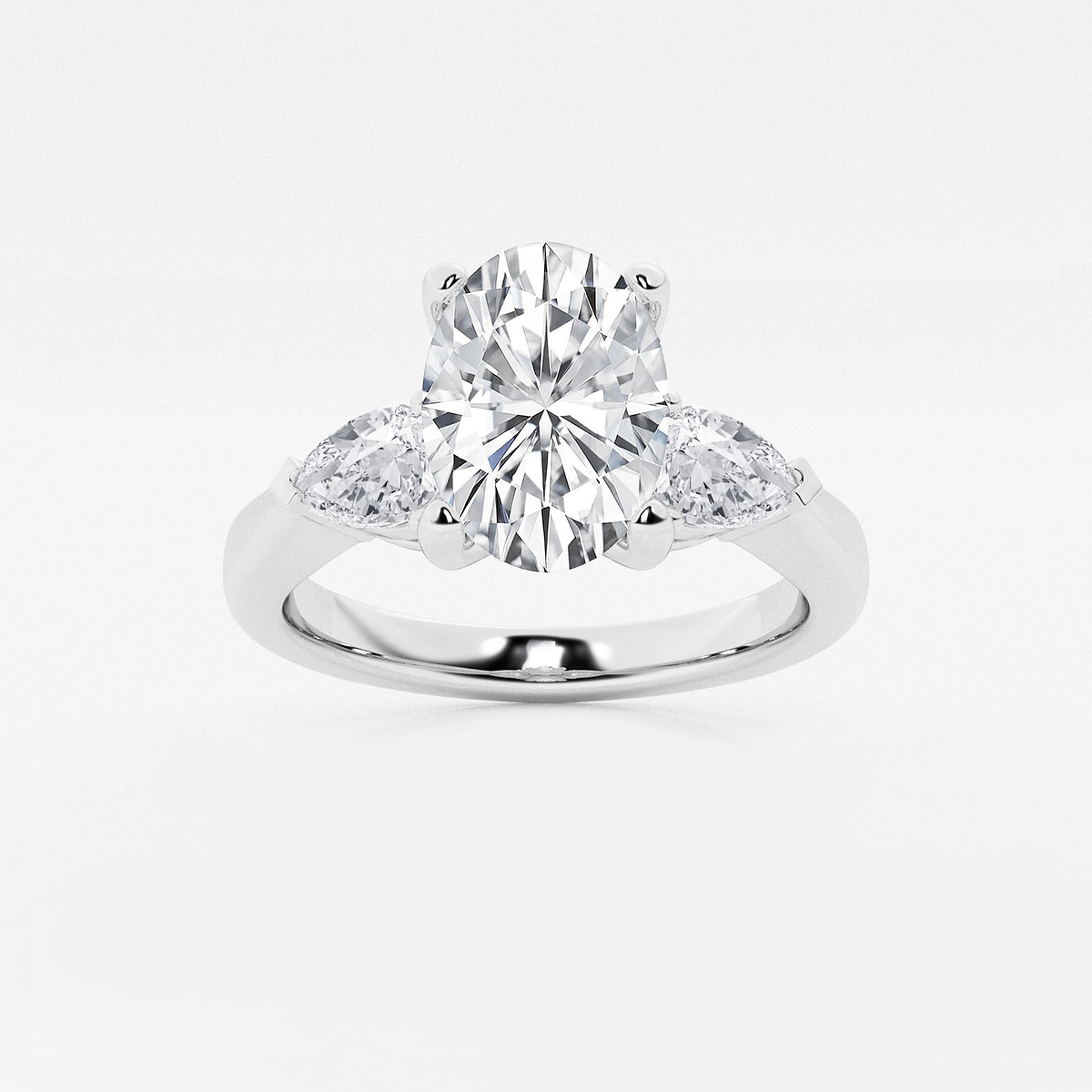 2 2/3 ctw Oval Lab Grown Diamond Engagement Ring with Pear Side Accents