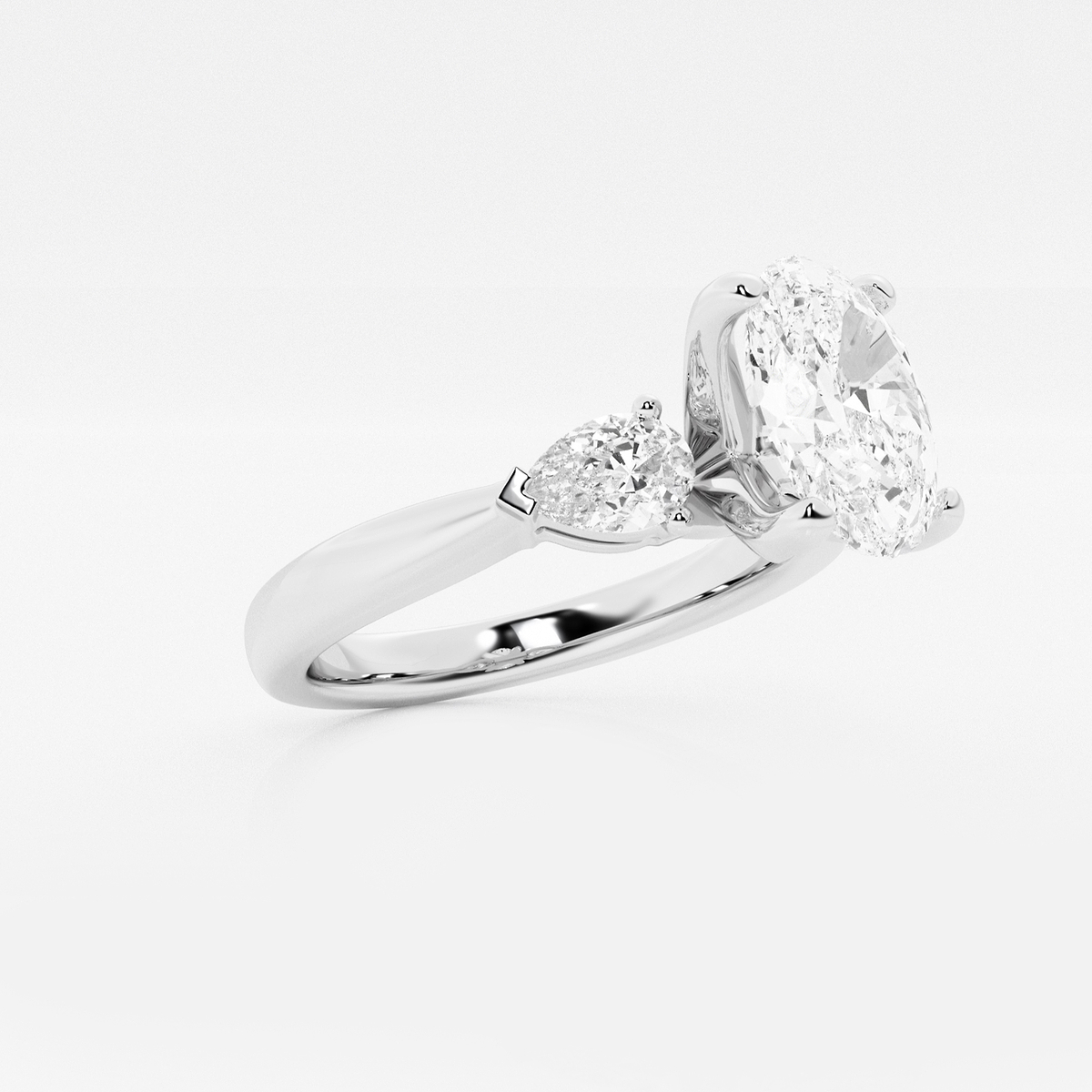 Additional Image 1 for  2 2/3 ctw Oval Lab Grown Diamond Engagement Ring with Pear Side Accents