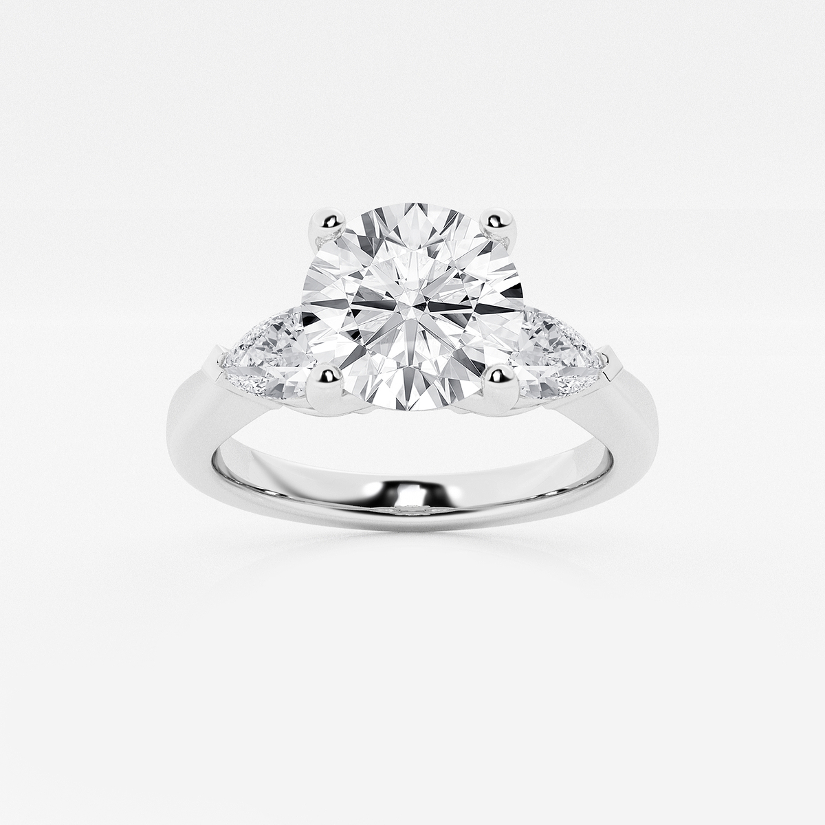 1 7/8 ctw Round Lab Grown Diamond Engagement Ring with Pear Side Accents