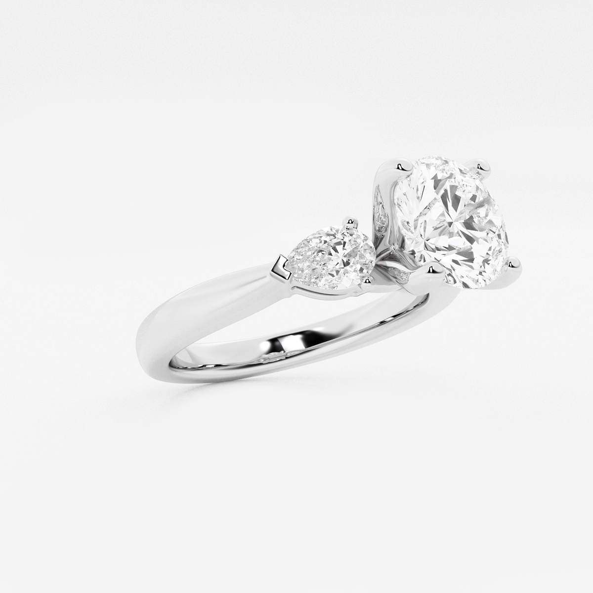 Additional Image 1 for  1 7/8 ctw Round Lab Grown Diamond Engagement Ring with Pear Side Accents