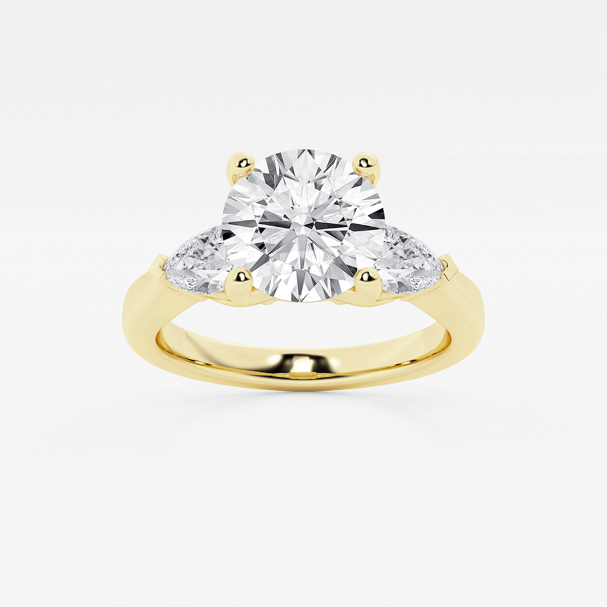 2 2/3 ctw Round Lab Grown Diamond Engagement Ring with Pear Side Accents