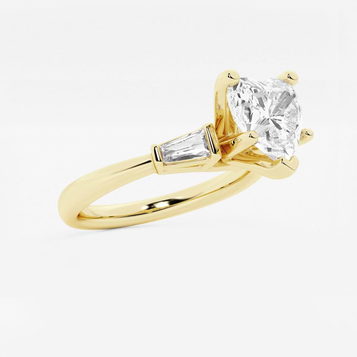 2 1/4 ctw Heart Lab Grown Diamond Engagement Ring with Tapered Baguette Side Accents 14K Yellow Gold, F, VS2