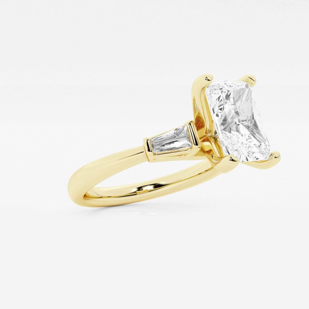 2 1/4 ctw Radiant Lab Grown Diamond Engagement Ring with Tapered Baguette Side Accents 14K Yellow Gold, F, VS2