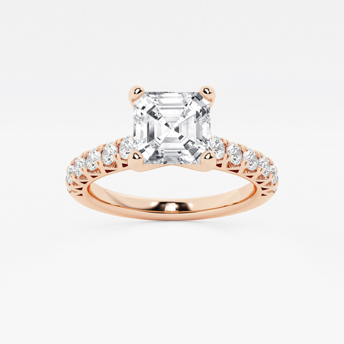 2 ctw Asscher Lab Grown Diamond Royal Crown Engagement Ring