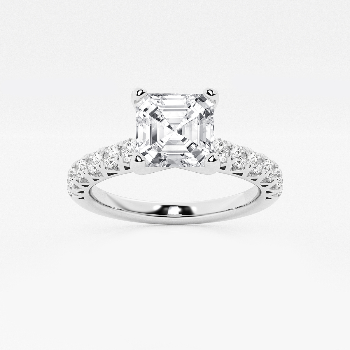 2 ctw Asscher Lab Grown Diamond Royal Crown Engagement Ring