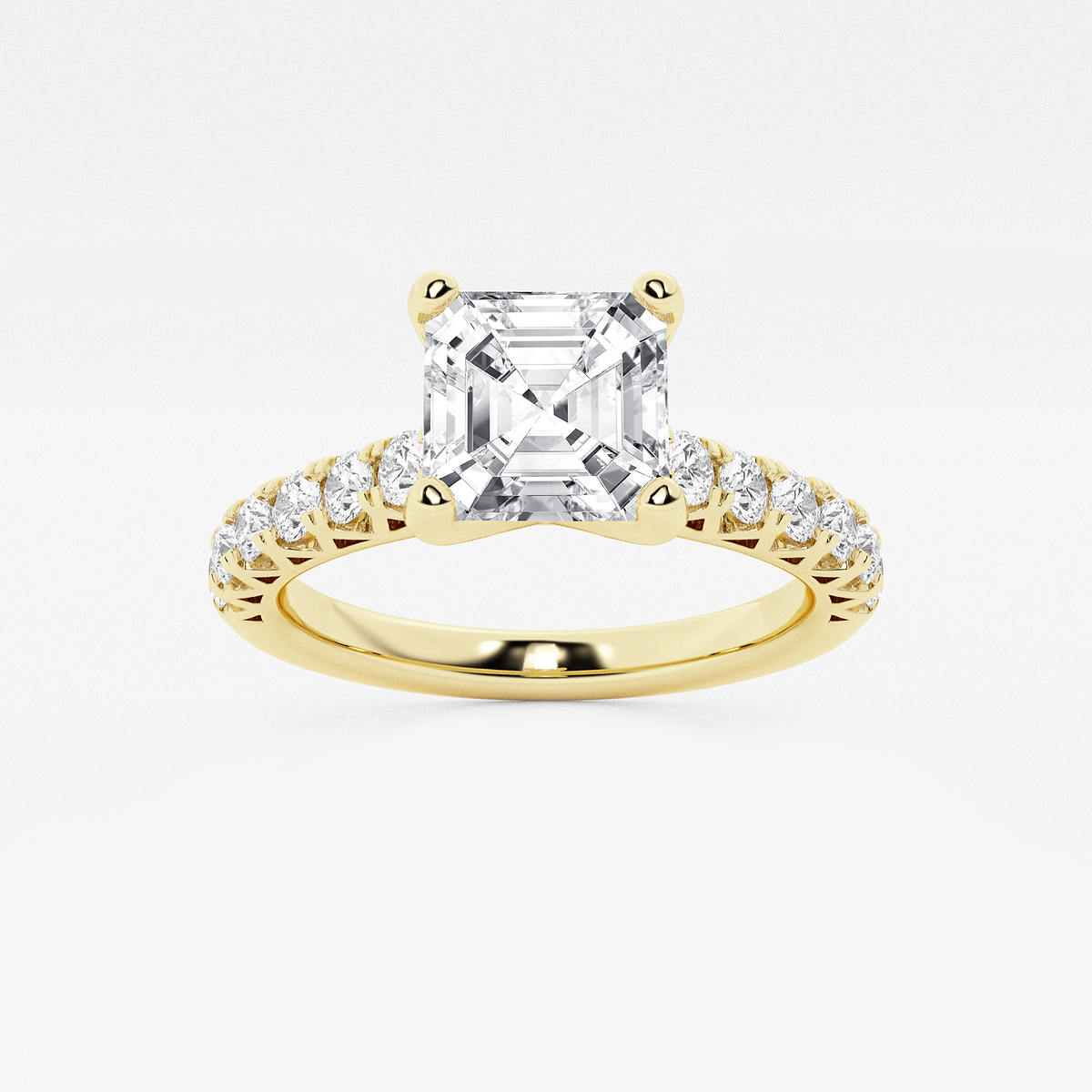 3 1/2 ctw Asscher Lab Grown Diamond Royal Crown Engagement Ring