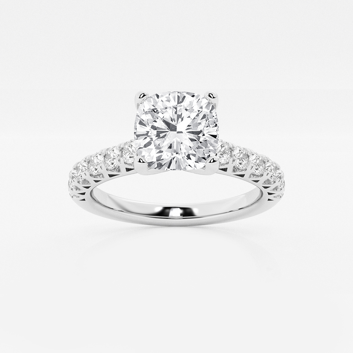 3 ctw Cushion Lab Grown Diamond Royal Crown Engagement Ring