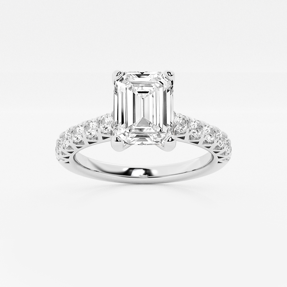2 ctw Emerald Lab Grown Diamond Royal Crown Engagement Ring