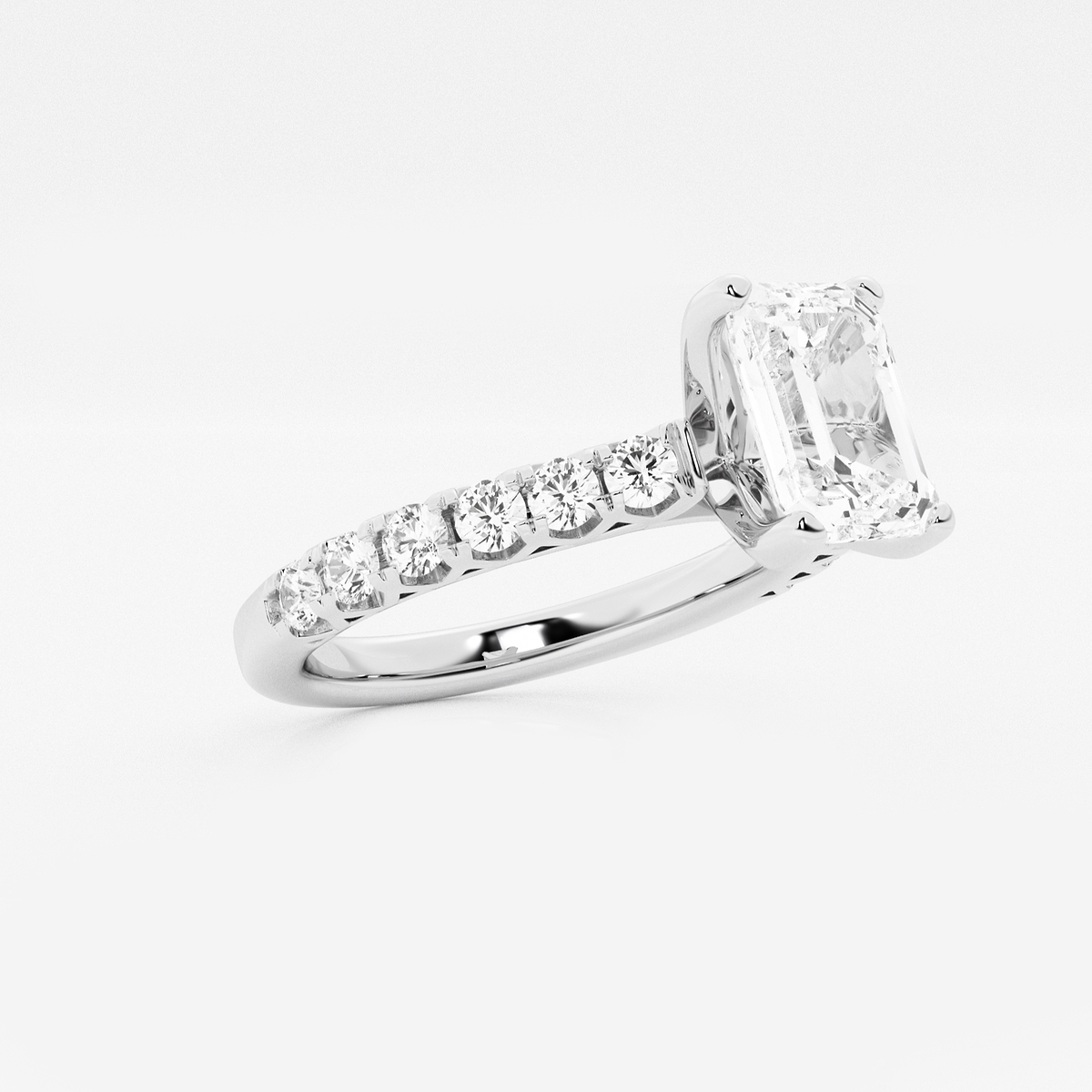 Additional Image 1 for  2 ctw Emerald Lab Grown Diamond Royal Crown Engagement Ring
