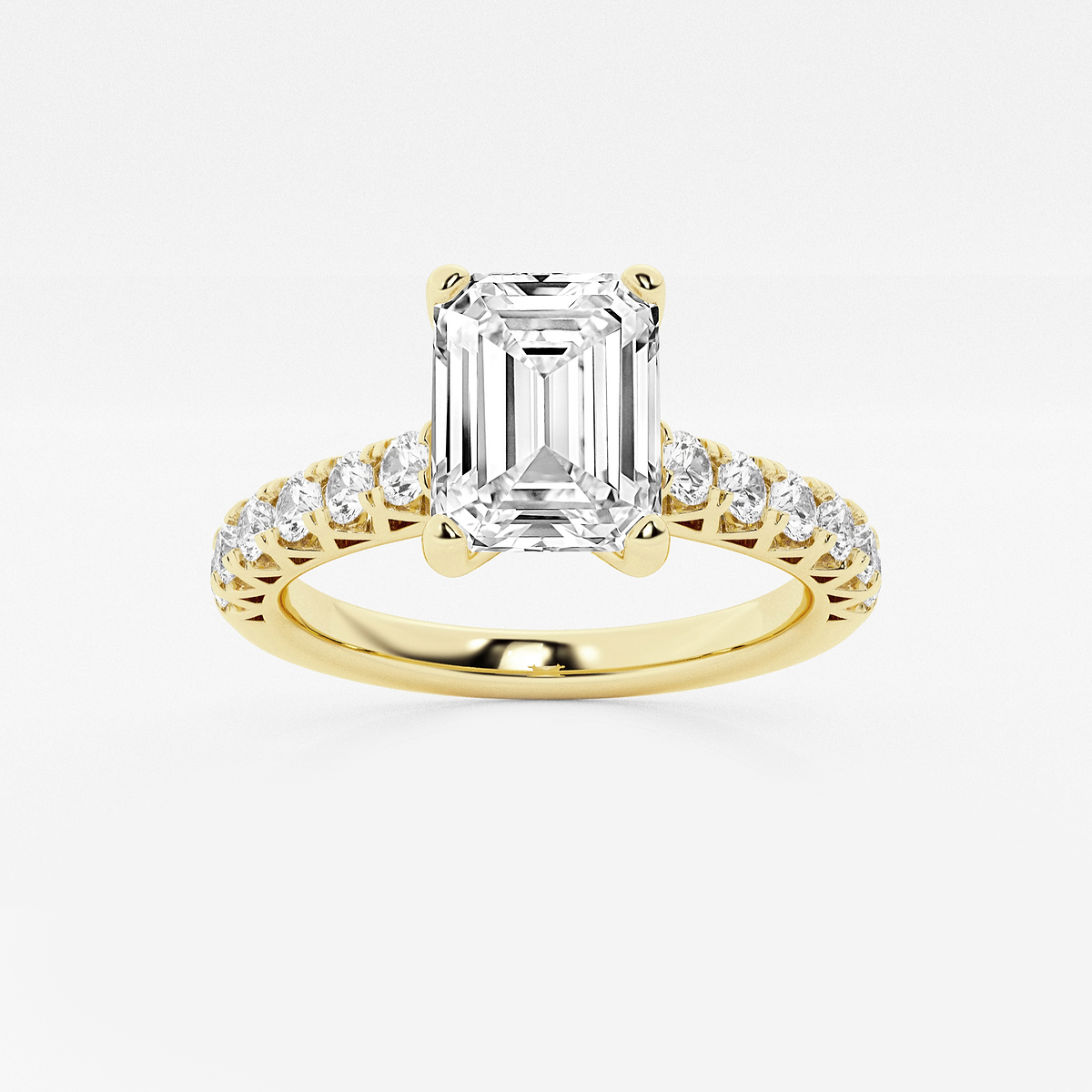2 ctw Emerald Lab Grown Diamond Royal Crown Engagement Ring