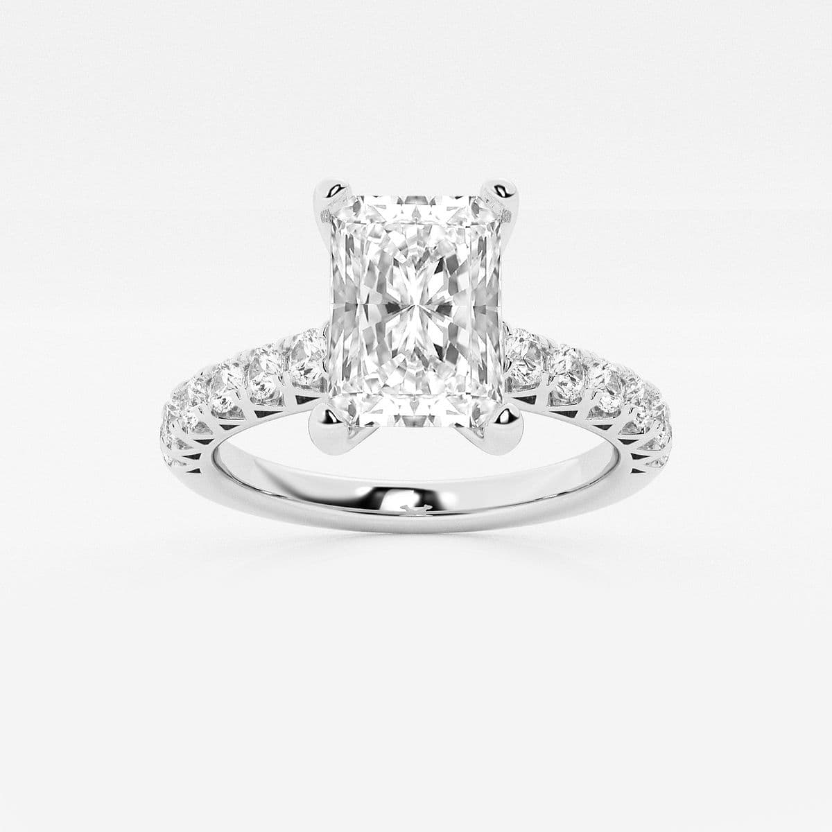 3 ctw Radiant Lab Grown Diamond Royal Crown Engagement Ring 14K White Gold, E, VS1