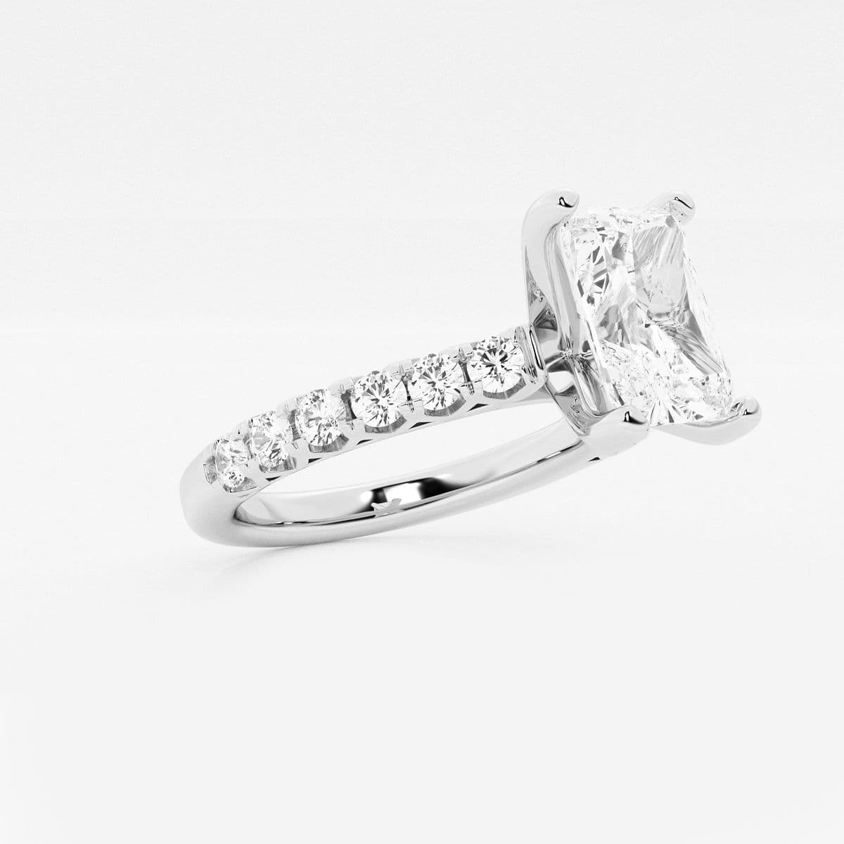 3 ctw Radiant Lab Grown Diamond Royal Crown Engagement Ring 14K White Gold, E, VS1
