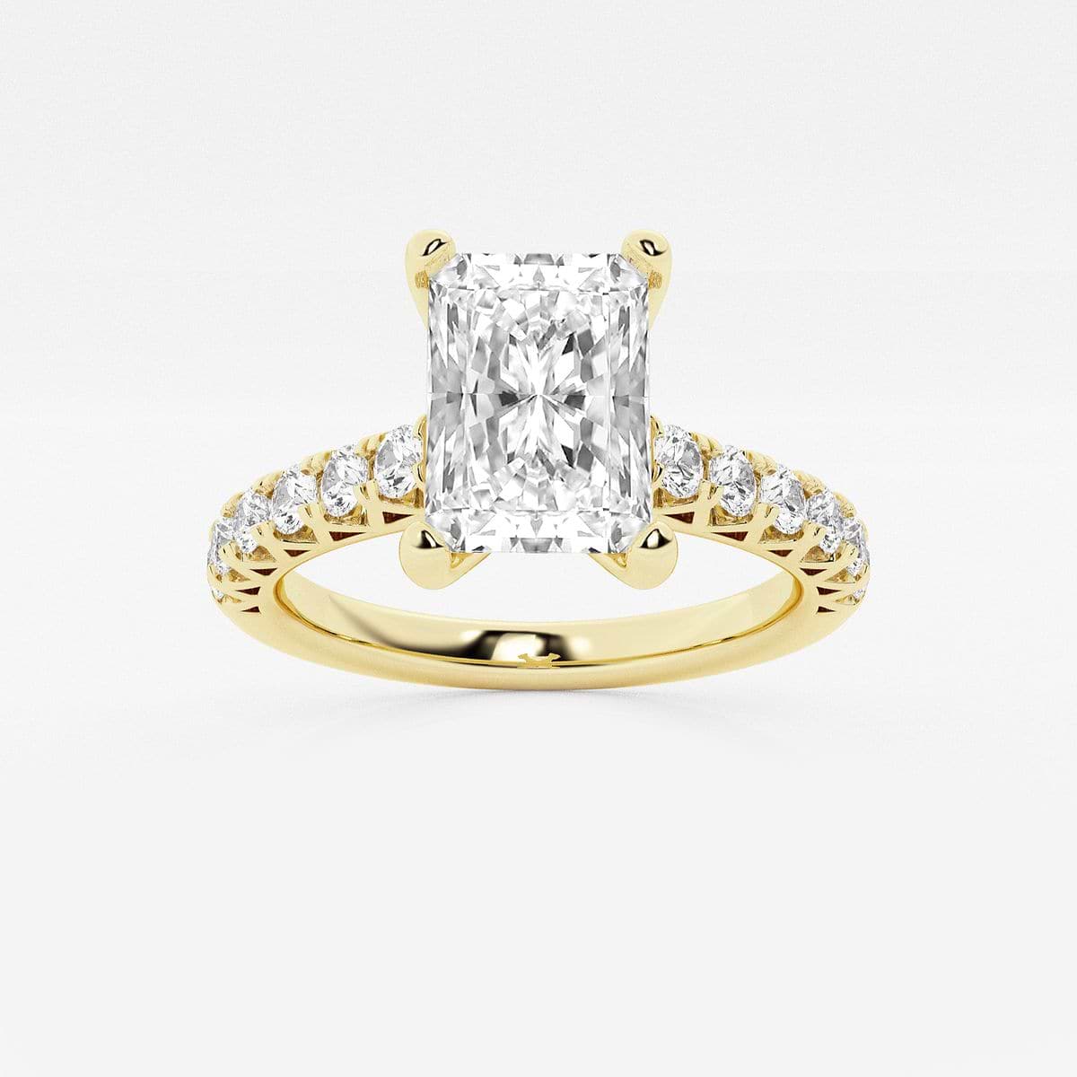 3 ctw Radiant Lab Grown Diamond Royal Crown Engagement Ring 14K Yellow Gold, E, VS1