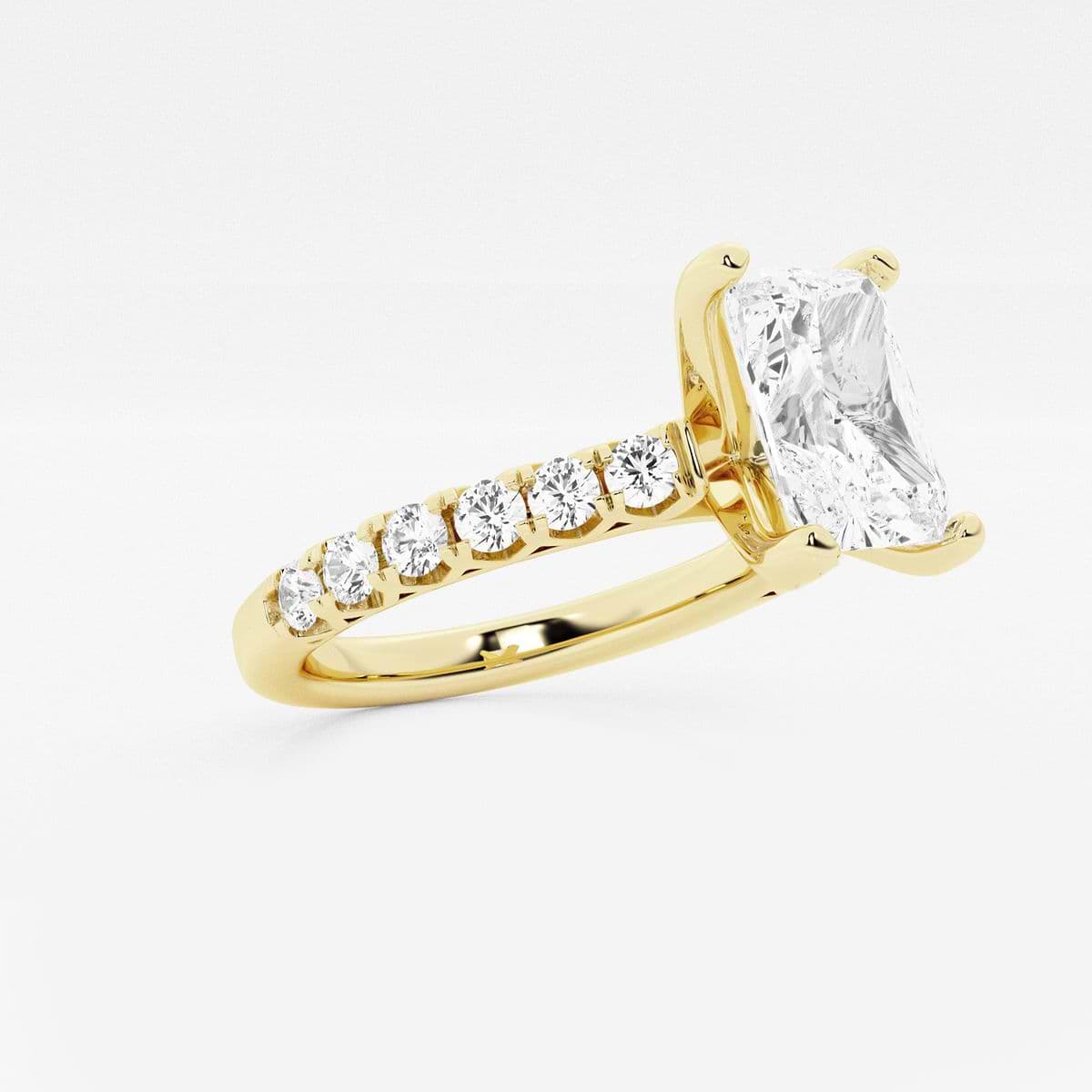 3 ctw Radiant Lab Grown Diamond Royal Crown Engagement Ring 14K Yellow Gold, E, VS1