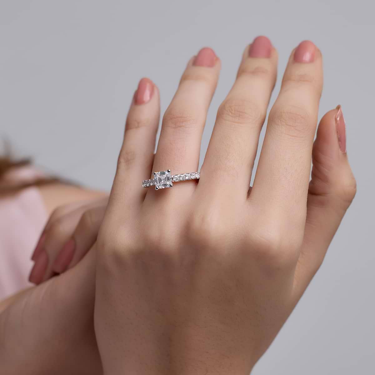 Additional Image 3 for  1 1/2 ctw Asscher Lab Grown Diamond Royal Crown Engagement Ring