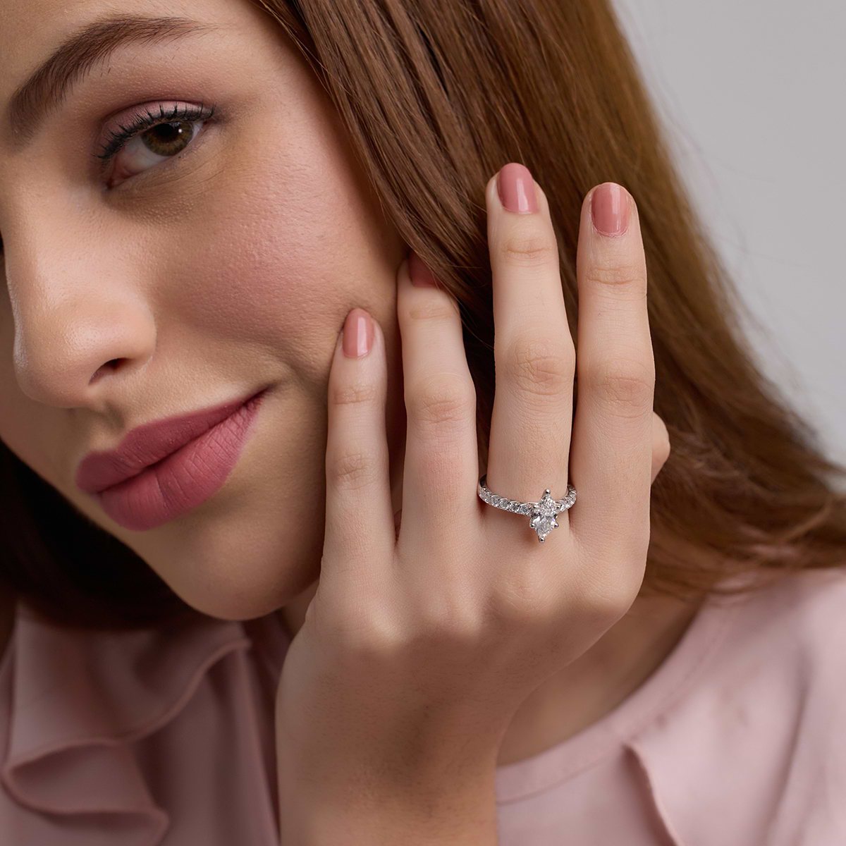 Additional Image 3 for  1 1/2 ctw Marquise Lab Grown Diamond Royal Crown Engagement Ring