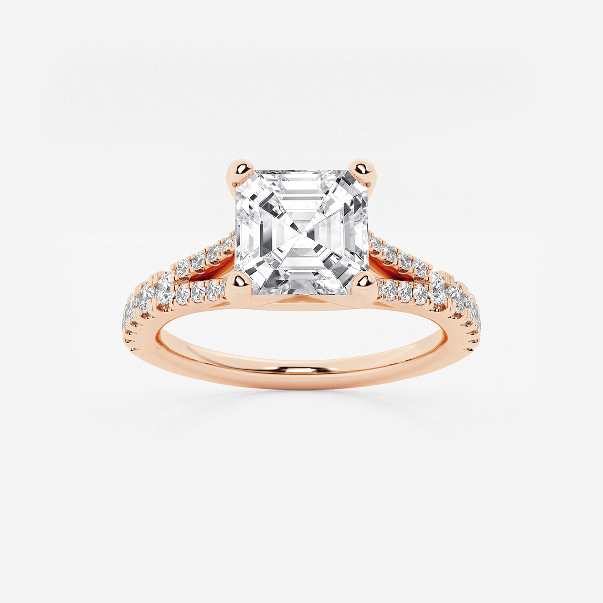 2 1/3 ctw Asscher Lab Grown Diamond Split Shank Engagement Ring