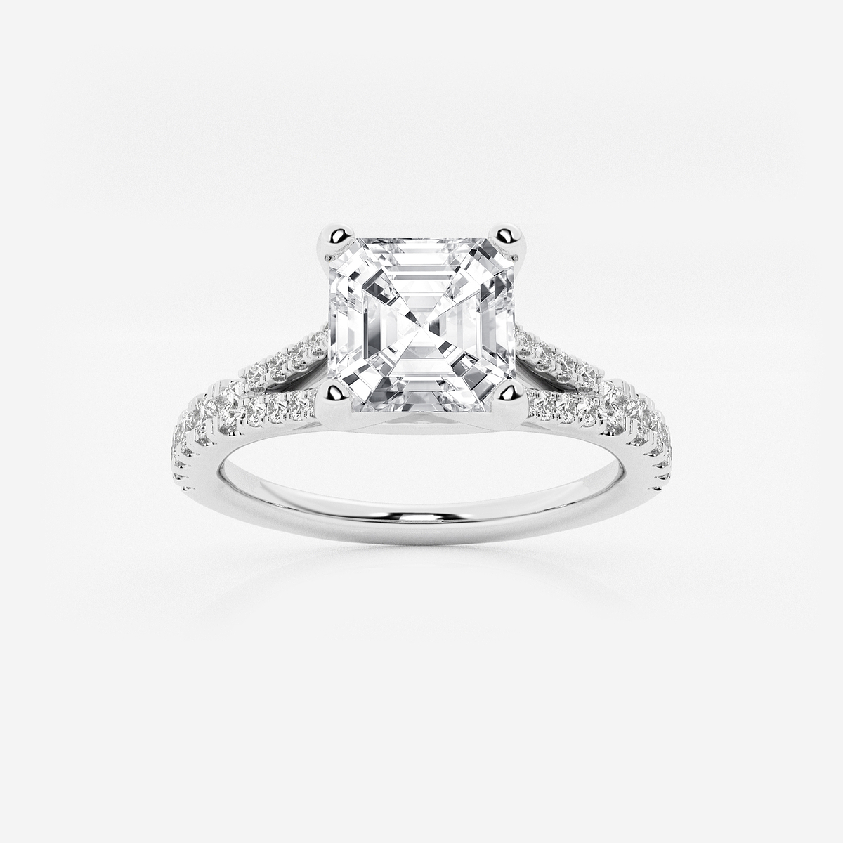 2 1/3 ctw Asscher Lab Grown Diamond Split Shank Engagement Ring