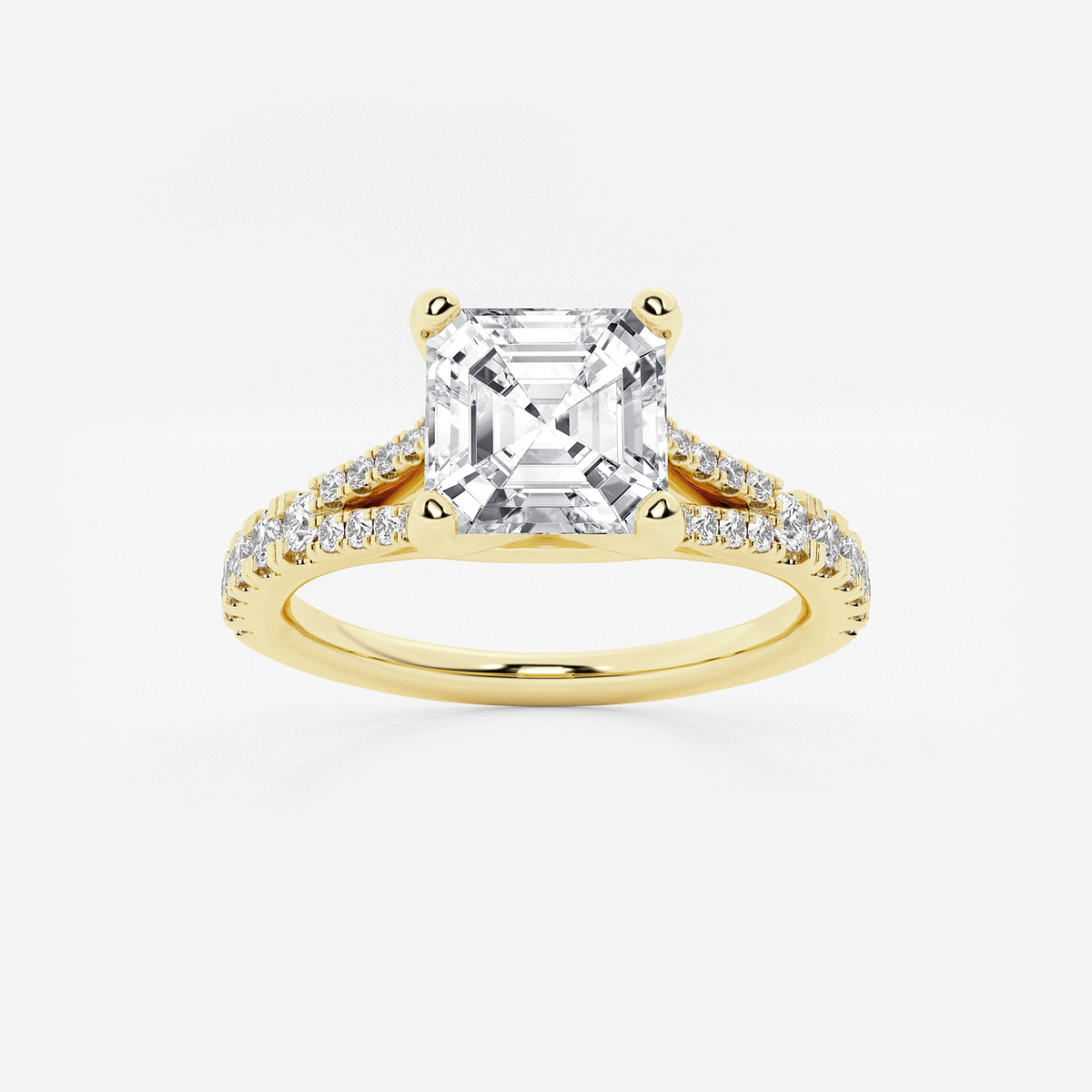2 1/3 ctw Asscher Lab Grown Diamond Split Shank Engagement Ring