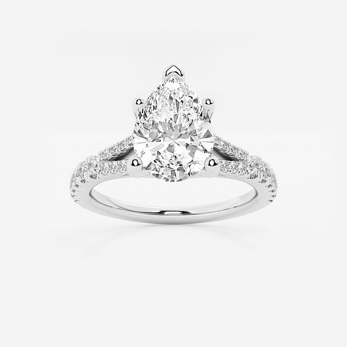 1 1/2 ctw Princess Lab Grown Diamond Split Shank Halo Engagement Ring 14K White Gold, FG, VS2+