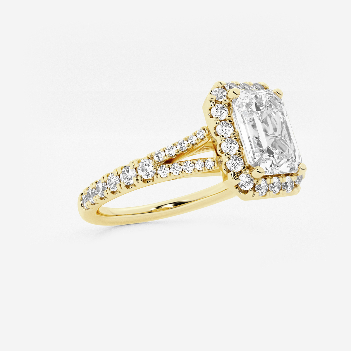 Additional Image 1 for  2 ctw Emerald Lab Grown Diamond Split Shank Halo Engagement Ring