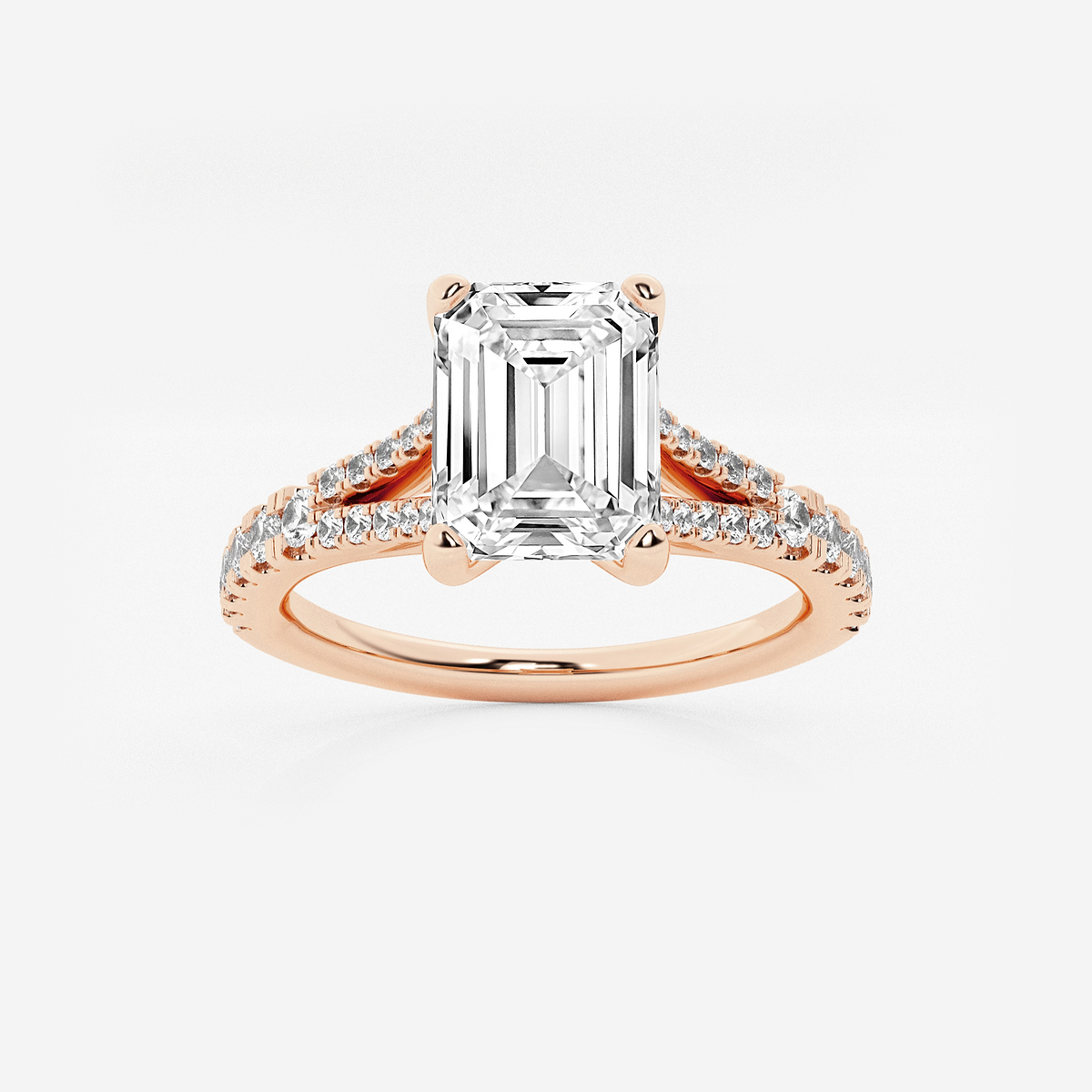 1 7/8 ctw Emerald Lab Grown Diamond Split Shank Engagement Ring