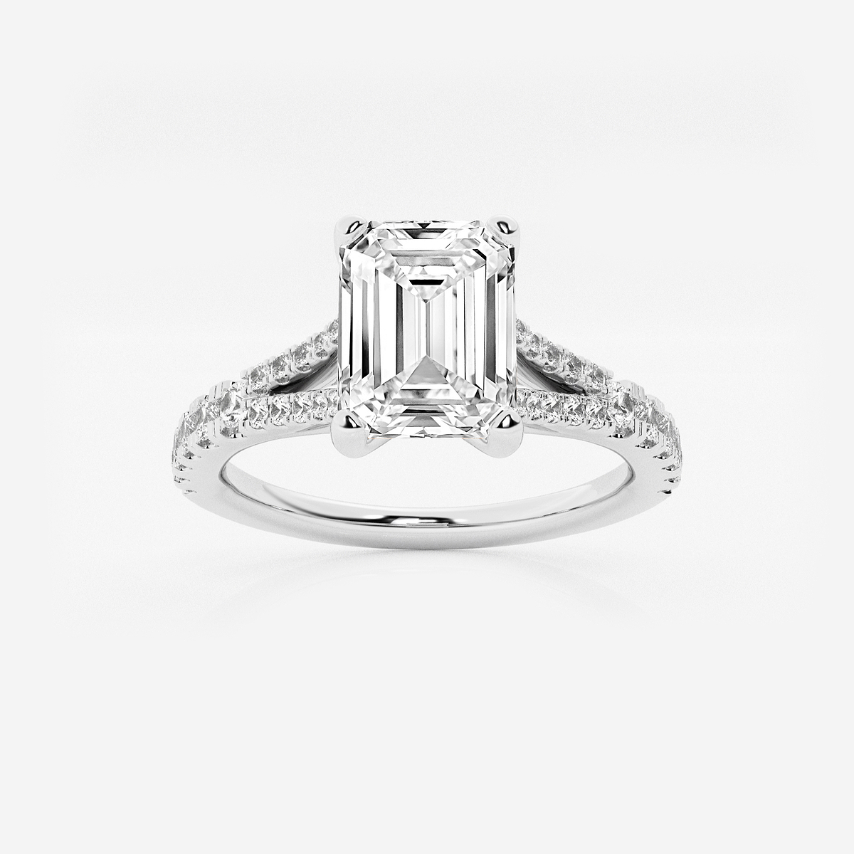 1 7/8 ctw Emerald Lab Grown Diamond Split Shank Engagement Ring