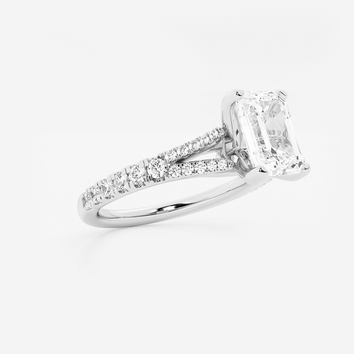 Additional Image 1 for  1 7/8 ctw Emerald Lab Grown Diamond Split Shank Engagement Ring