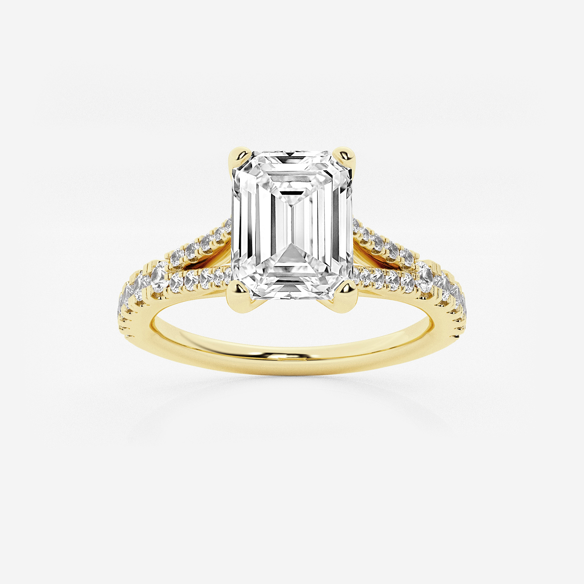 1 7/8 ctw Emerald Lab Grown Diamond Split Shank Engagement Ring