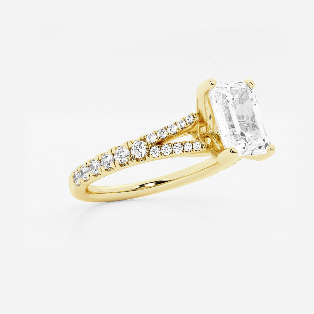 Additional Image 1 for  1 7/8 ctw Emerald Lab Grown Diamond Split Shank Engagement Ring