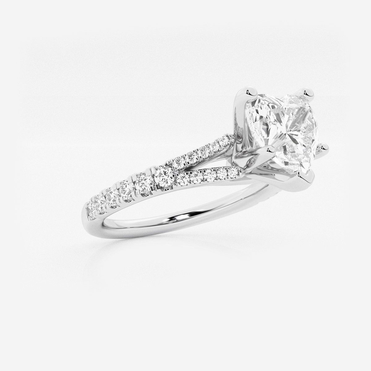 Additional Image 1 for  1 7/8 ctw Heart Lab Grown Diamond Split Shank Engagement Ring
