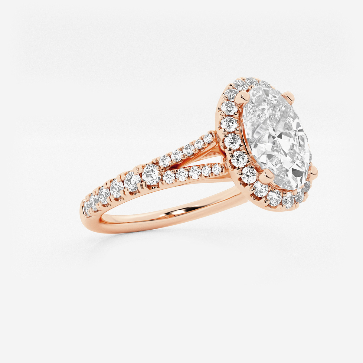 Additional Image 1 for  2 ctw Oval Lab Grown Diamond Split Shank Halo Engagement Ring