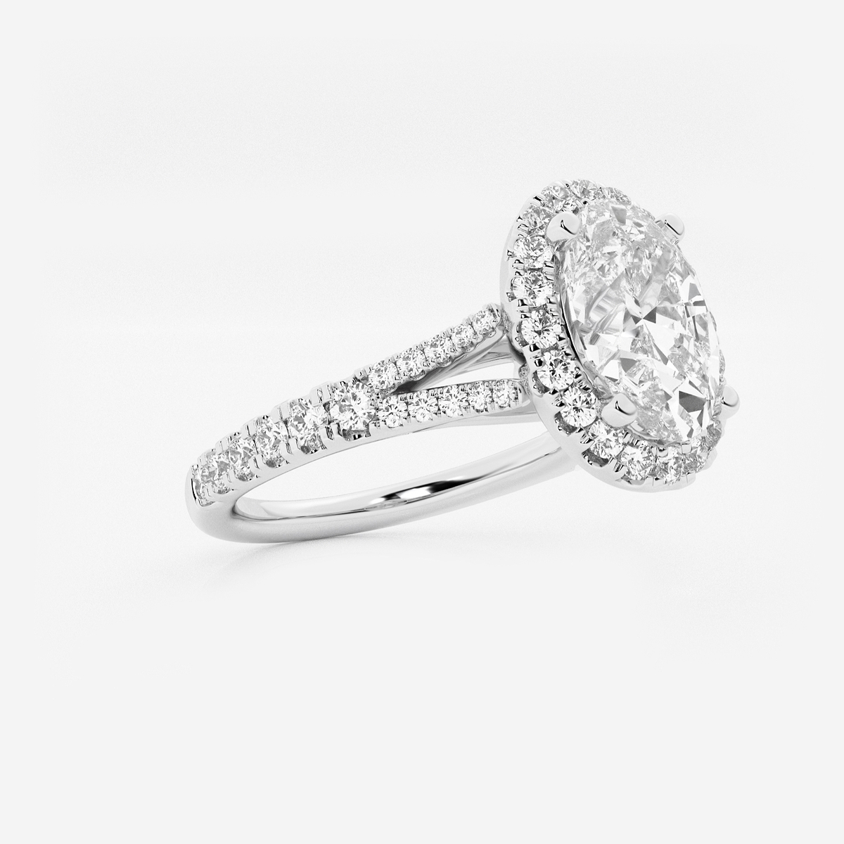 Additional Image 1 for  2 ctw Oval Lab Grown Diamond Split Shank Halo Engagement Ring