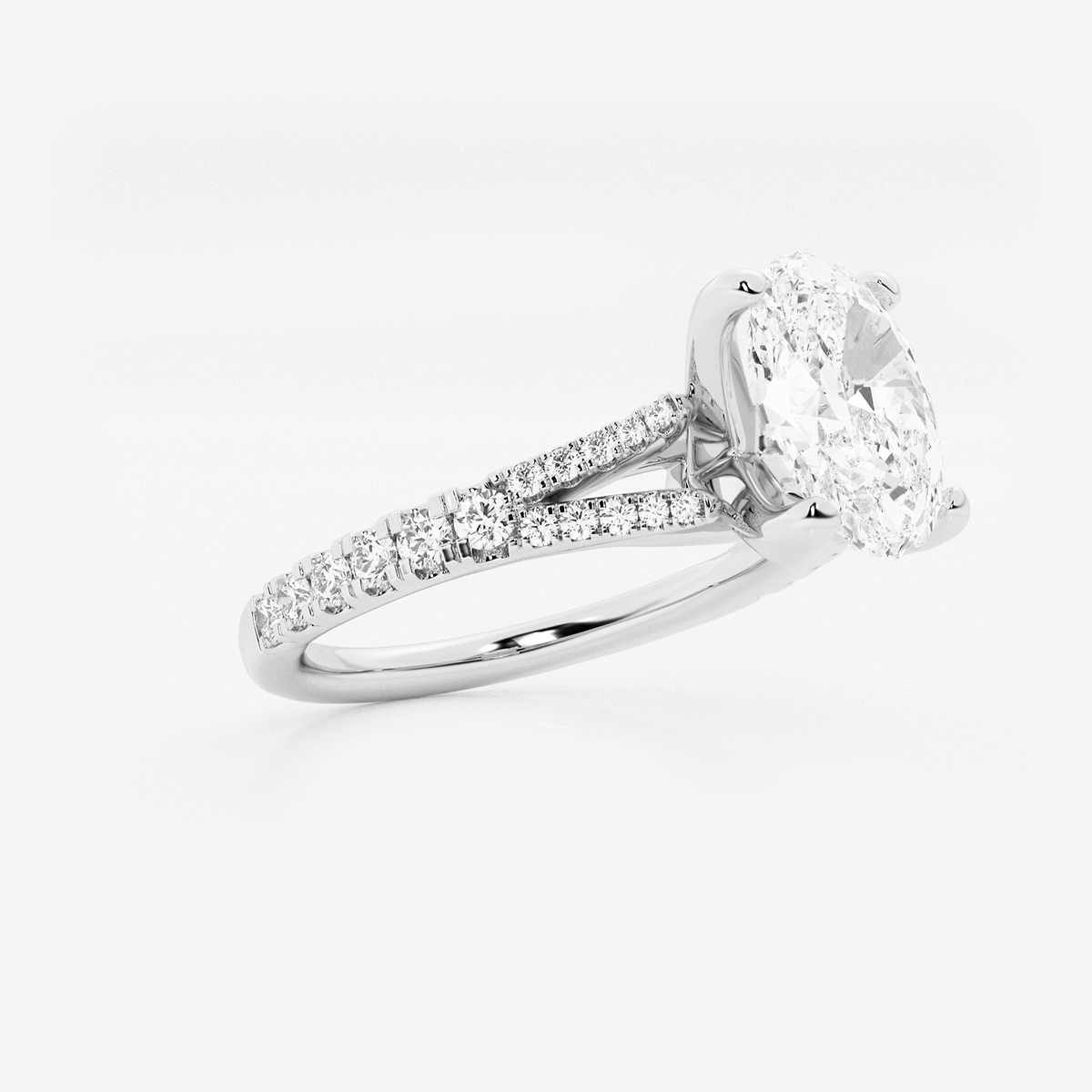 Additional Image 1 for  1 7/8 ctw Oval Lab Grown Diamond Split Shank Engagement Ring