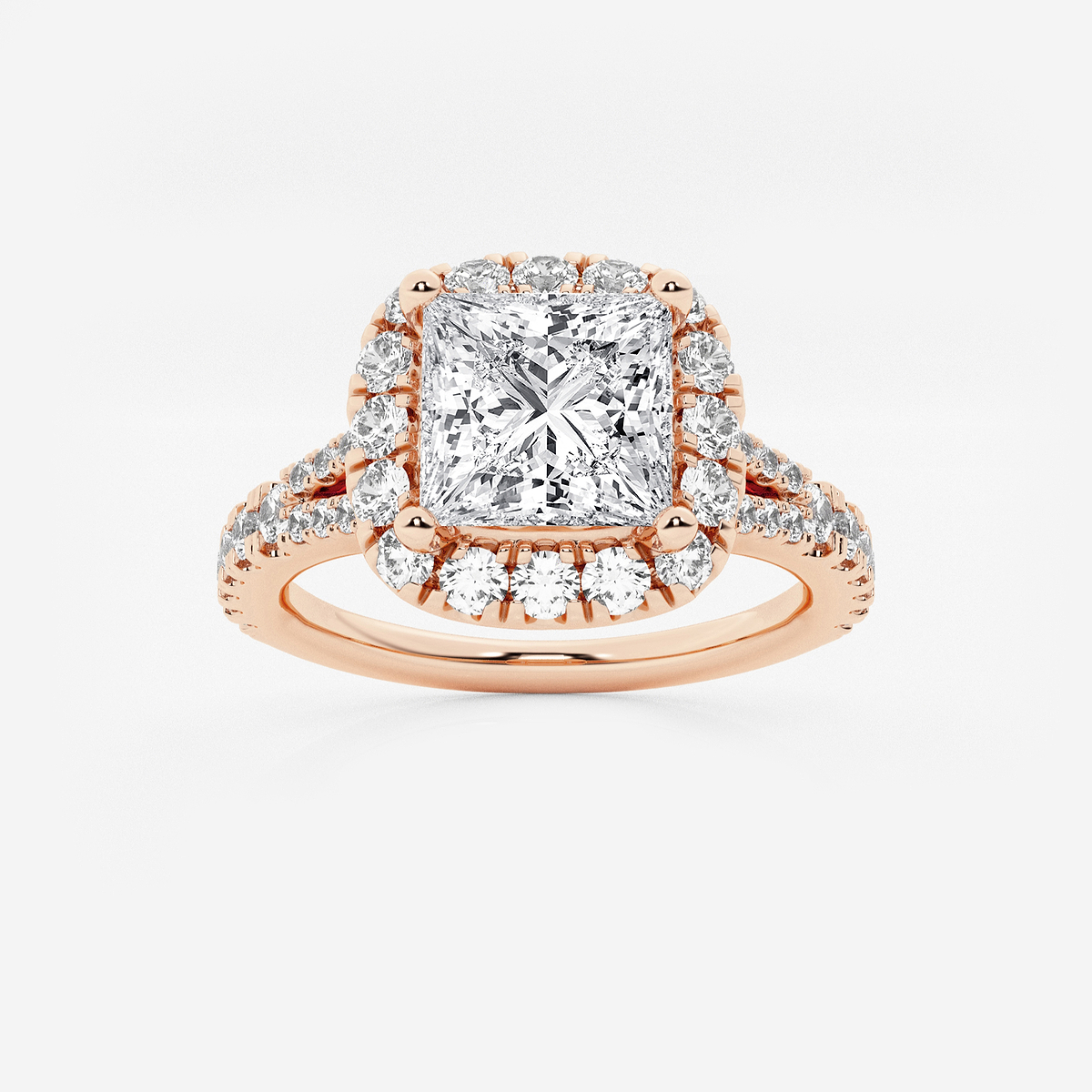 3 3/4 ctw Princess Lab Grown Diamond Split Shank Halo Engagement Ring